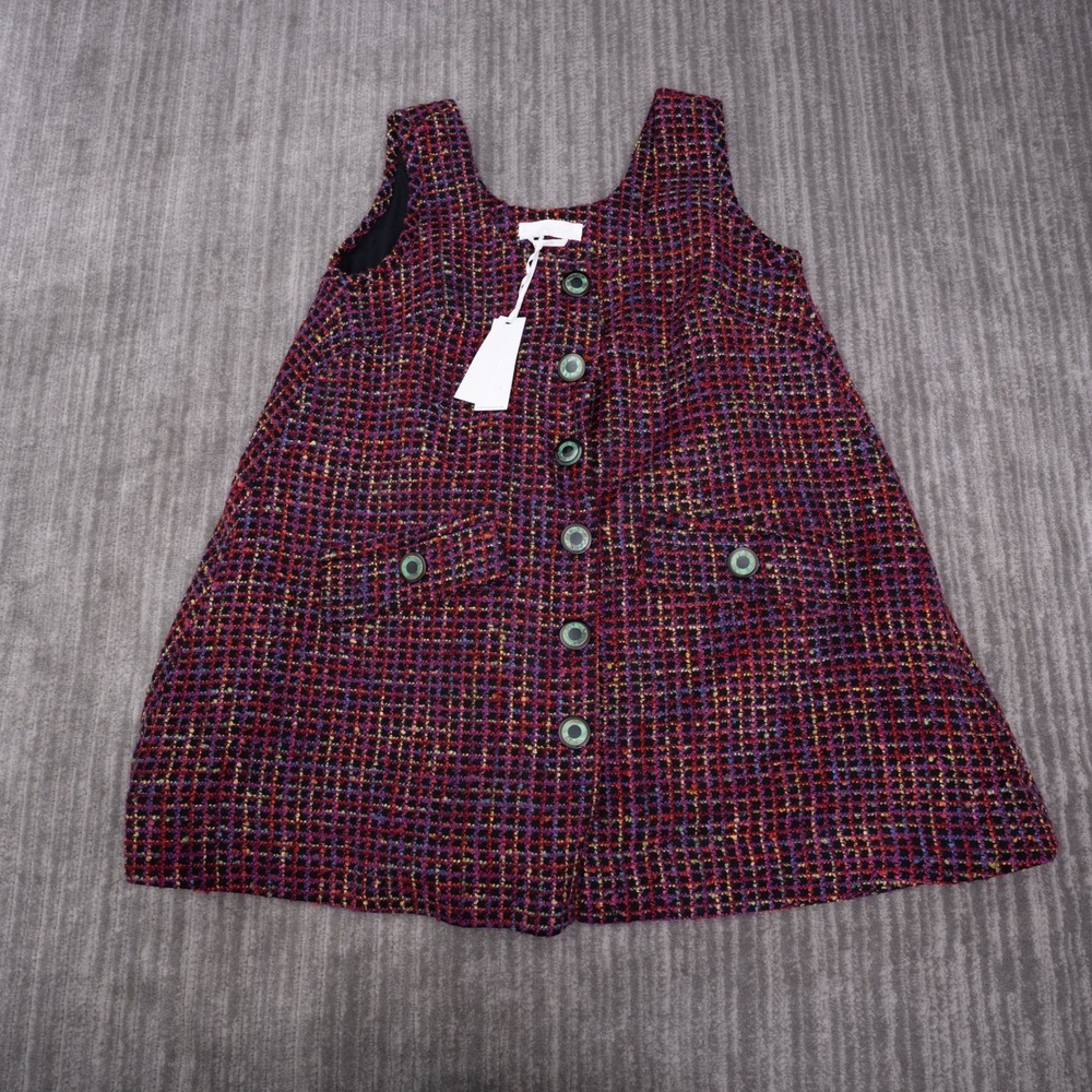 Bianca Balti Tweed Dress Womens M Multicolor New Boucle Button Front Jumper